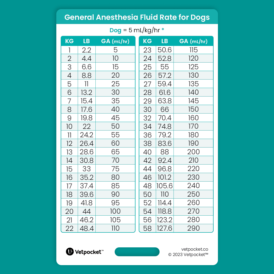 General Anesthesia Fluid Rate for Dogs and Cats – Vetpocket